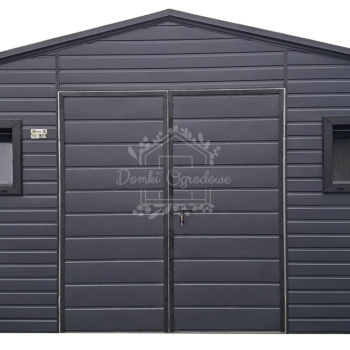 Ogłoszenie - Schowek - domek ogrodowy 4,5x3m - Brama dwuskrzydłowa - 2x okno - antracyt - czarny - dach dwuspadowy ID975