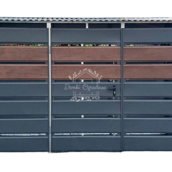 Ogłoszenie - Wiata śmietnikowa 3x1m - furtka - ciemny orzech - antracyt - drewnopodobny - dach spad w przód ID1141