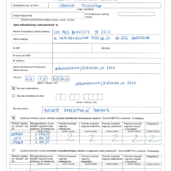 Ogłoszenie - Zaświadczenie o Zatrudnieniu i Zarobkach