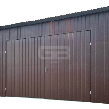 Ogłoszenie - Garaż blaszany 5x6m, wolnostojący - brama dwuskrzydłowa - drzwi - okno - spad w tył GB175