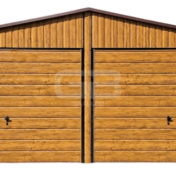 Ogłoszenie - Garaż blaszany 6x6m + wiata 6x1m wolnostojący - drewnopodobny - 2x brama - drzwi - dwuspadowy GB182