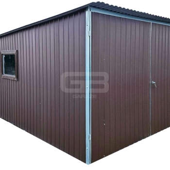 Ogłoszenie - Garaż blaszany 3x4m - wolnostojący - brama dwuskrzydłowa - okno - ciemny brąz - spad w tył GB137