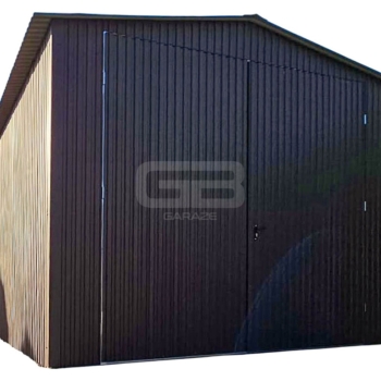 Ogłoszenie - Garaż blaszany 4x8m wolnostojący -  brama dwuskrzydłowa - ciemny brąz - dwuspadowy GB173
