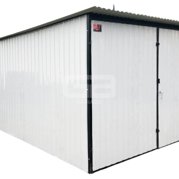 Ogłoszenie - Garaż blaszany 3x5 Brama dwuskrzydłowa Biały  Dach spad w tył GB141