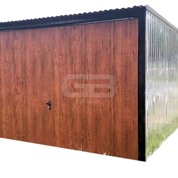 Ogłoszenie - Garaż blaszany 3x5 Brama uchylna - ocynk - brama - ciemny orzech spad w tył GB142