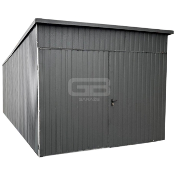 Ogłoszenie - Garaż Blaszany 3x6 - Brama Dwuskrzydłowa - Antracyt - dach Spad w tył GB150