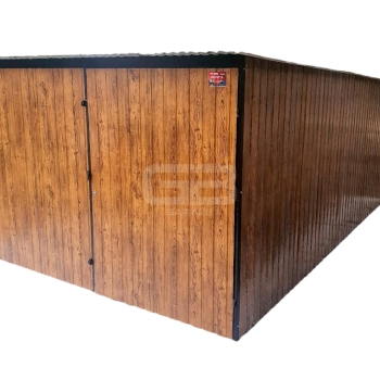 Ogłoszenie - Garaż blaszany 3x6 Brama dwuskrzydłowa - drewnopodobny - spad w tył GB151