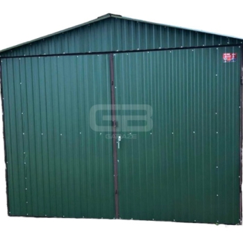 Ogłoszenie - Garaż blaszany 3x6 Brama dwuskrzydłowa Zielony dach dwuspadowy - wolnostojący GB153