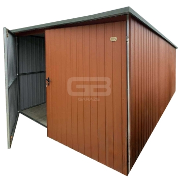Ogłoszenie - Garaż blaszany 3x6m - Brama dwuskrzydłowa - jasny brąz - dach spad w tył GB154