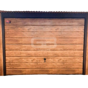 Ogłoszenie - Garaż blaszany 4x7 Brama + drzwi Drewnopodobny  Dach spad w tył GB170