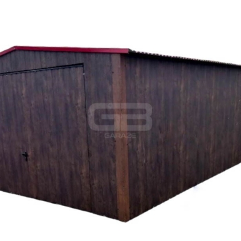 Ogłoszenie - Garaż blaszany 4x8 Brama + okno + drzwi - ciemny orzech drewnopodobny -  Dach dwuspadowy GB172