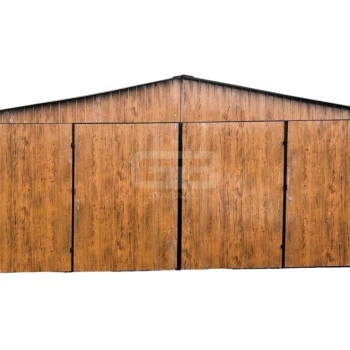 Ogłoszenie - Garaż blaszany 6x6 wolnostojący - 2x Brama dwuskrzydłowa - drewnopodobny - Dach dwuspadowy - GB180