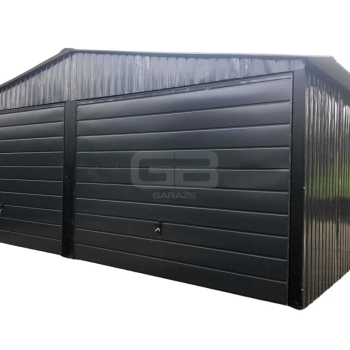 Ogłoszenie - Garaż blaszany 6x6 wolnostojący 2x Brama uchylna - Czarny - Dach dwuspadowy GB191