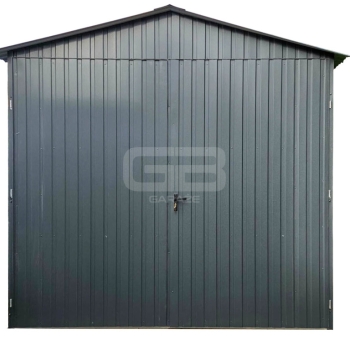 Ogłoszenie - Garaż blaszany 2,5x5m - brama dwuskrzydłowa - wolnostojący - antracyt dach dwuspadowy GB130