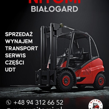 Ogłoszenie - wynajem naprawa wózek widłowy i podwieszany  relokacja maszyn rolki transportowe 24 to wynajem wózki widłowe podwieszane - Białogard