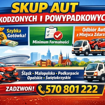 Ogłoszenie - Skup samochodów powypadkowych, uszkodzonych | Odbiór lawetą
