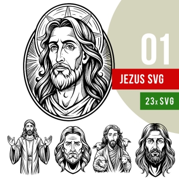Ogłoszenie - Kliparty wektorowe SVG „Jezus” – 23 pliki do piaskowania, grawerowania i DIY | Artesis