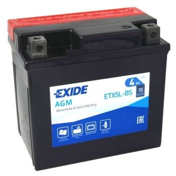 Ogłoszenie - Akumulator motocyklowy EXIDE ETX5L-BS YTX5L-BS 12V 4Ah 70A EN P+