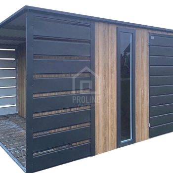 Ogłoszenie - Schowek – domek ogrodowy 3×3 – wiata 1×3 – drzwi – okno – antracyt – dach spad w tył PLG233 - Busko-Zdrój - 5 900,00 zł