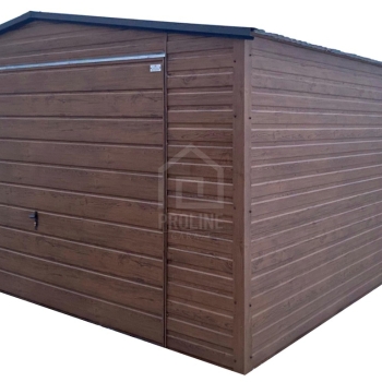 Ogłoszenie - Garaż blaszany 4x5m - brama uchylna - ciemny orzech - drewnopodobny - dach dwuspadowy PLG253