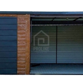 Ogłoszenie - Garaż blaszany 6x5m + wiata 1m - brama uchylna - drzwi - okno - złoty dąb - drewnopodobny - dach spad w tył PLG258