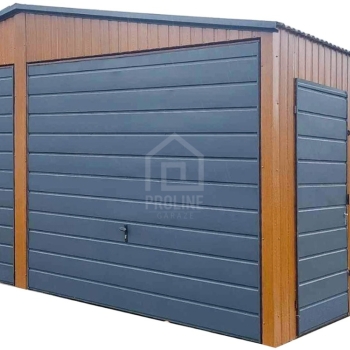 Ogłoszenie - Garaż blaszany 6x6m - 2x brama uchylna - drzwi - złoty dąb - drewnopodobny - dach dwuspadowy PLG259