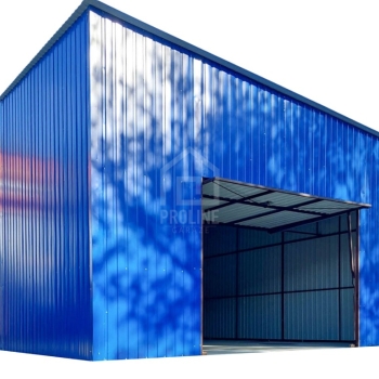 Ogłoszenie - Hala - Garaż blaszany 7x8m - brama uchylna - niebieski - dach spad w bok PLG260