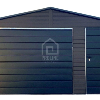 Ogłoszenie - Garaż blaszany 5x5m - brama uchylna - drzwi - ciemny brąz - czarny - dach dwuspadowy PLG202 - Poznań - 8 210,00 zł