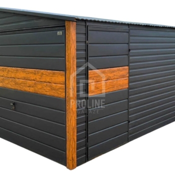 Ogłoszenie - Garaż blaszany 6x6m - 2x brama - drzwi - 2x okno - antracyt - jasny orzech - dach dwuspadowy PLG205