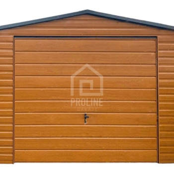 Ogłoszenie - Garaż blaszany 4x4m - Brama uchylna  -  jasny orzech - drewnopodobny - dach dwuspadowy - rynna PLG196 - Rybnik - 6 810,00 zł