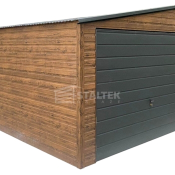 Ogłoszenie - Garaż blaszany 5x6m - brama - drzwi - okno - ciemny orzech - drewnopodobny -  antracyt - dach dwuspadowy ST195