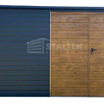 Ogłoszenie - Schowek - Domek Ogrodowy 4,5x2m + wiata 0,5m - Brama - jasny orzech - antracyt - dach spad w tył ST182