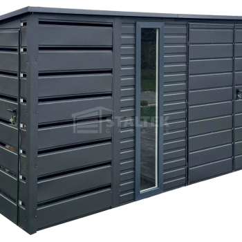 Ogłoszenie - Schowek – Domek Ogrodowy 4,2×2,5m – Wiata 1×2,5m – Brama – 2x okno – Antracyt – Dach Spad w tył ST222