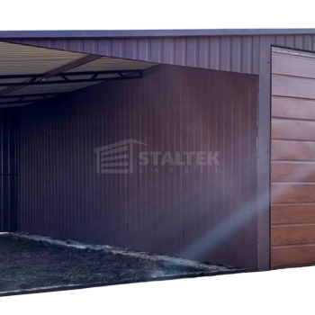 Ogłoszenie - Garaż blaszany 3x6m + wiata 3m - brama uchylna - okno - ciemny brąz - dach dwuspadowy ST241