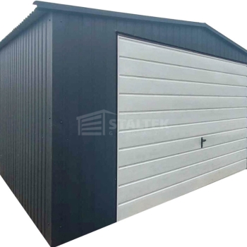 Ogłoszenie - Garaż blaszany 4,5x5m - brama uchylna - antracyt - biały - dach dwuspadowy ST242