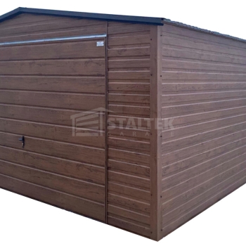 Ogłoszenie - Garaż blaszany 4x5m - brama uchylna - ciemny orzech - drewnopodobny - dach dwuspadowy ST244