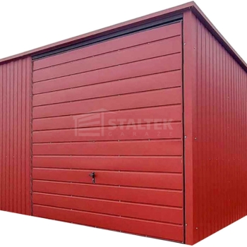 Ogłoszenie - Garaż blaszany 5x6m - brama uchylna - drzwi - okno - czerwony - dach spad w tył ST245