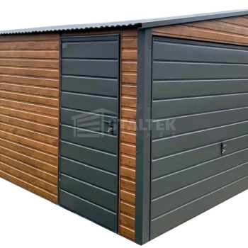 Ogłoszenie - Garaż blaszany 6x5,8 - 2x brama uchylna - drzwi - okno - ciemny orzech - antracyt - drewnopodobny - dach ST247
