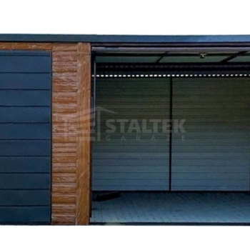 Ogłoszenie - Garaż blaszany 6x5m + wiata 1m - brama uchylna - drzwi - okno - złoty dąb - drewnopodobny - dach spad w tył ST249 - Stargard - 11 990,00 zł