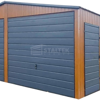 Ogłoszenie - Garaż blaszany 6x6m - 2x brama uchylna - drzwi - złoty dąb - drewnopodobny - dach dwuspadowy ST250