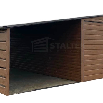 Ogłoszenie - Garaż blaszany 6x6m - wiata 3m - 2x Brama - ciemny orzech - drewnopodobny Dach dwuspadowy - rynny ST192
