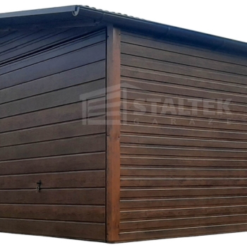 Ogłoszenie - Garaż blaszany 7x6m - 2x Brama - ciemny orzech - drewnopodobny - Dach dwuspadowy - rynny ST165