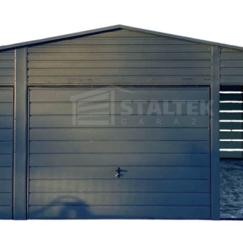 Ogłoszenie - Garaż blaszany 6x6m - wiata 3m - 2x Brama - drzwi Antracyt Dach dwuspadowy ST176