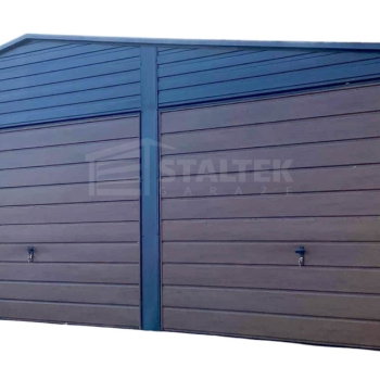 Ogłoszenie - Garaż blaszany 6x6m - wiata 3m - 2x Brama  - Antracyt - ciemny orzech - drewnopodobny Dach dwuspadowy ST177