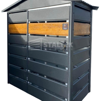 Ogłoszenie - Wiata śmietnikowa 1,5x0,5m antracyt + drewnopodobny - dach dwuspadowy ST156