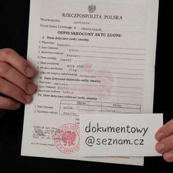 Ogłoszenie - Akt Zgonu. Zgodność 1:1