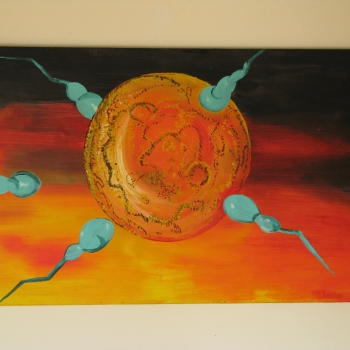 Ogłoszenie - Duży obraz ręcznie malowany na płótnie 65x107 cm – Kosmiczna abstrakcja