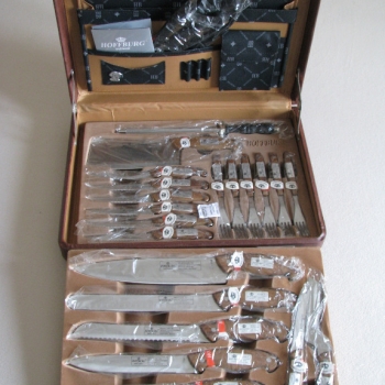 Ogłoszenie - Zestaw noży kuchennych i sztućców w walizce - 24 elementy Hoffburg