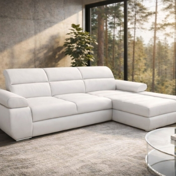 Ogłoszenie - Narożnik Panama 100% skóra, spanie i pojemnik