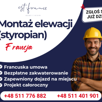 Ogłoszenie - PRACA WE FRANCJI - DOCIEPLENIA - PRACA OD ZARAZ!
